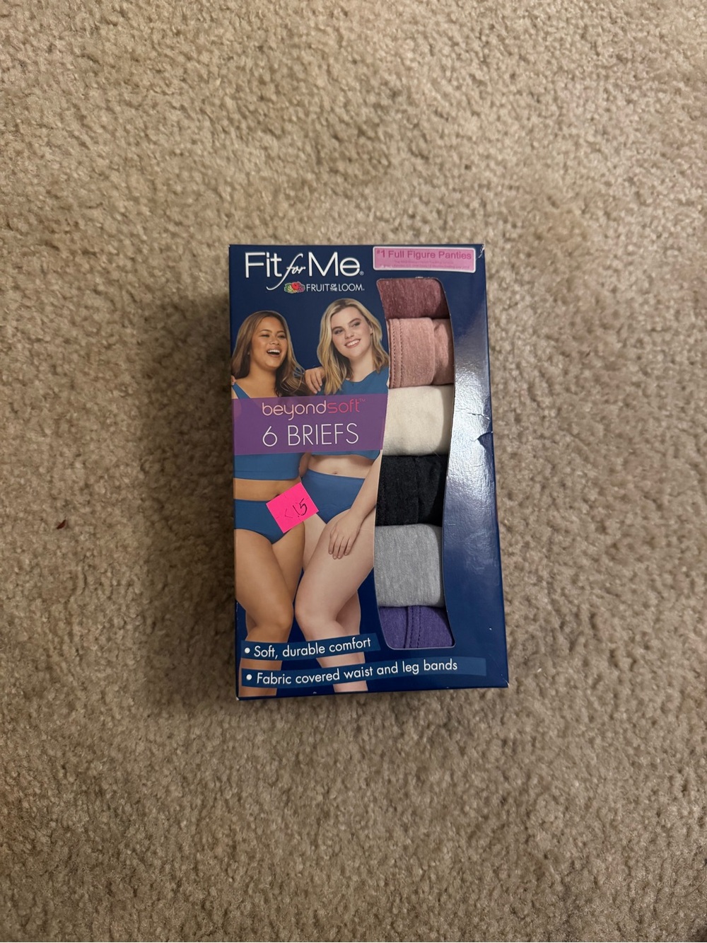 Fruit of the Loom 6-Pack Briefs - Rose, Cream, Black, Gray, Purple size 10